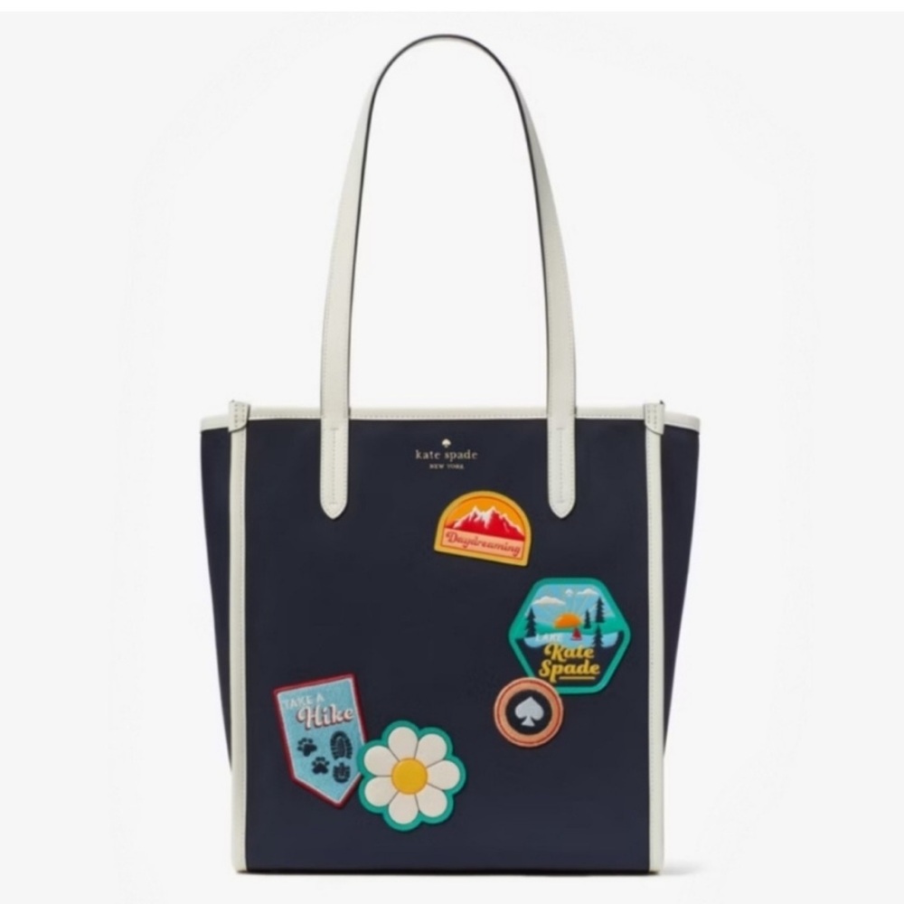 Kate Spade Navy and White Tote with Patches